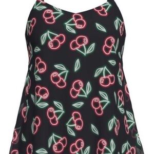 Cherry Print Black Dress